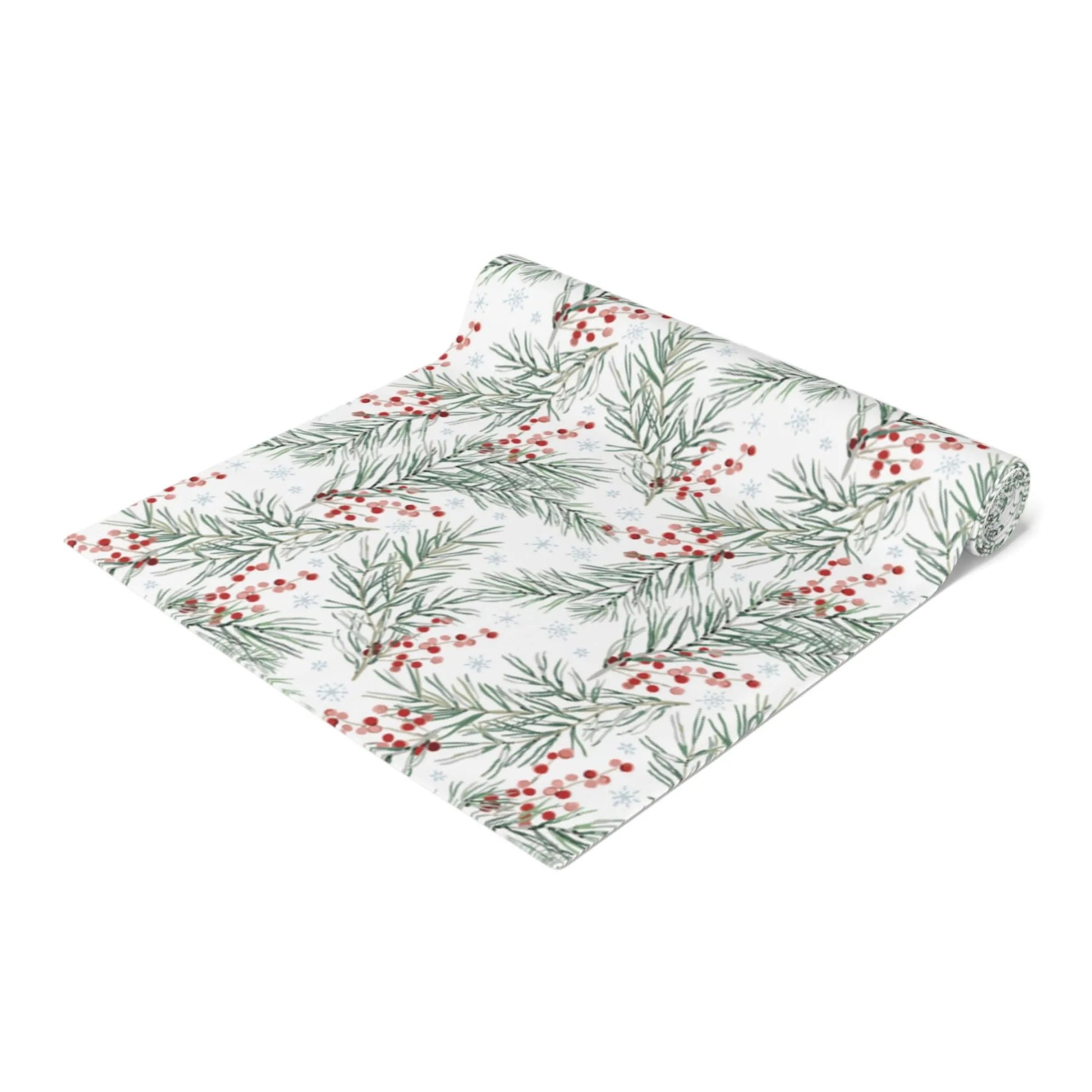 Red Winter Berry Christmas Table Runner by Blue Water Songs