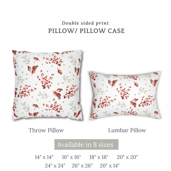 sizes of red berry throw pillows from Blue Water Songs