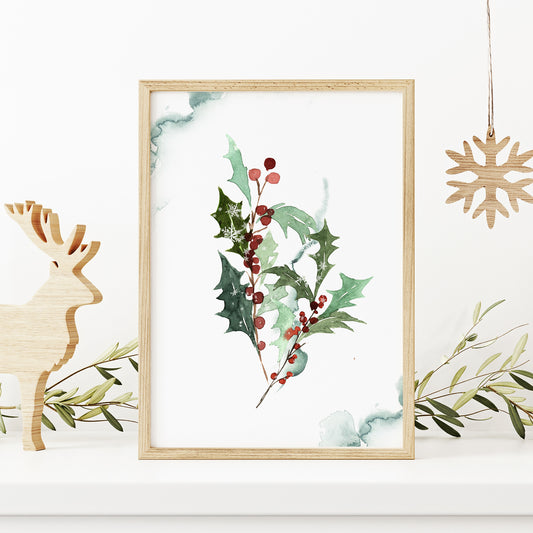 christmas decor with Watercolor Red Holly Berry - DIGITAL DOWNLOAD from Blue Water Songs