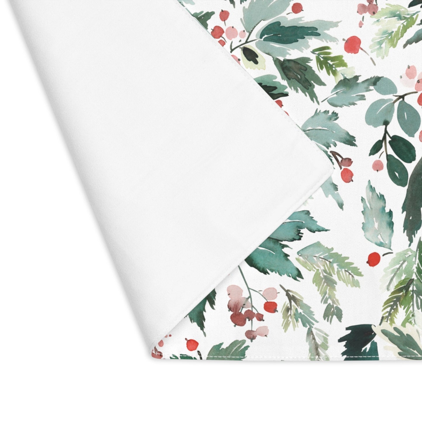 Watercolor Red Holly and Green Leaves Placemats | WINTER24PLT07