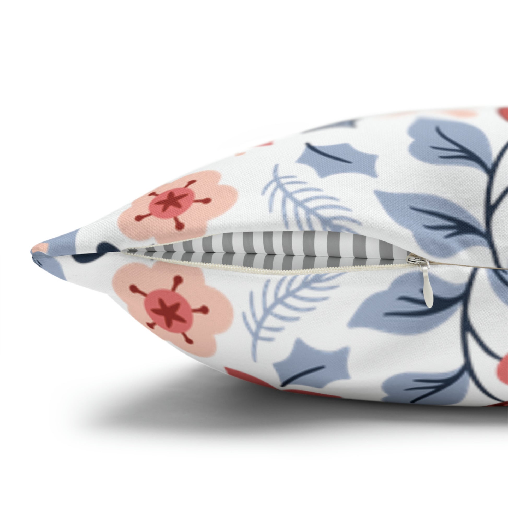 Nordic Reindeer Christmas Pillow showcasing floral design and zipper detail for Scandinavian winter decor.