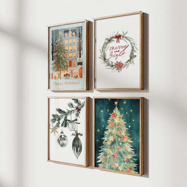 blue water songs Christmas Prints Set of 4 - eclectic style 