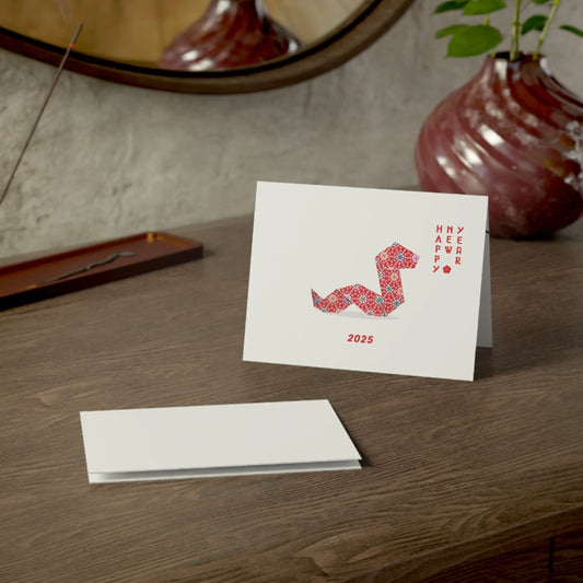 Red Origami Snake Lunar New Year Folded Card| NEWYEAR25CR03