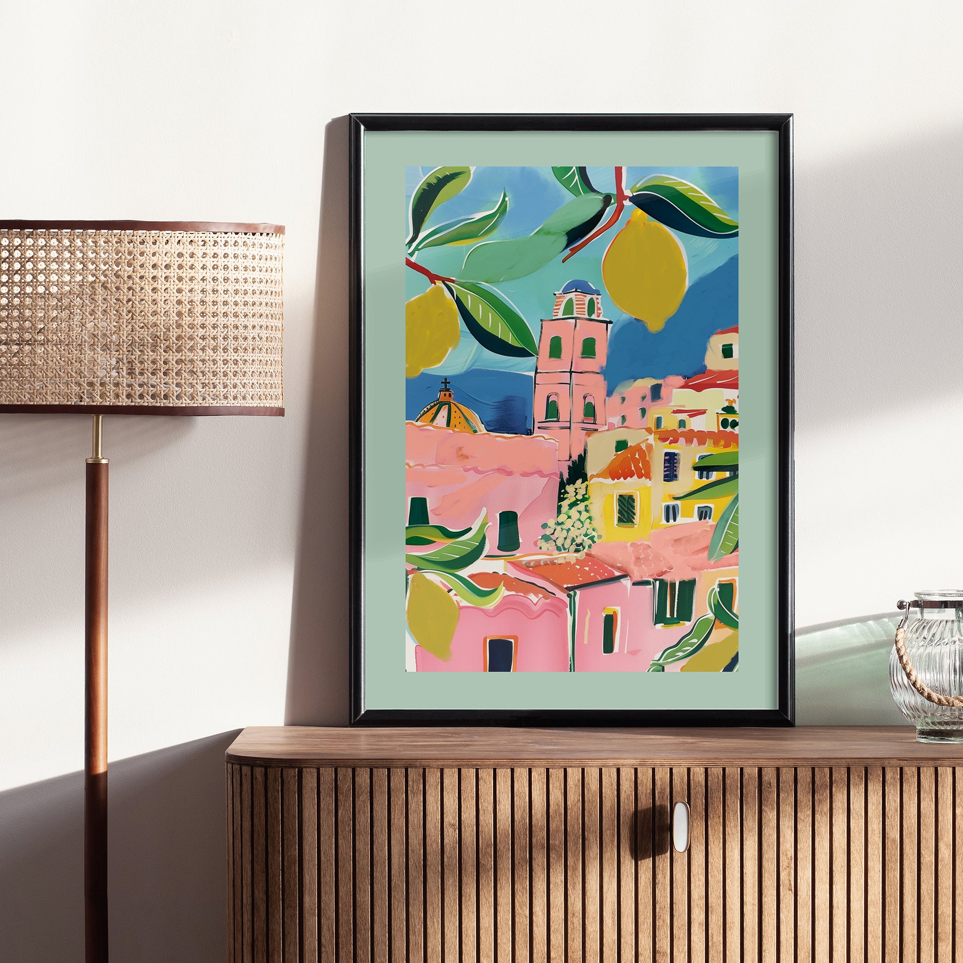 Italy summer Pink Green Art Print - DIGITAL DOWNLOAD