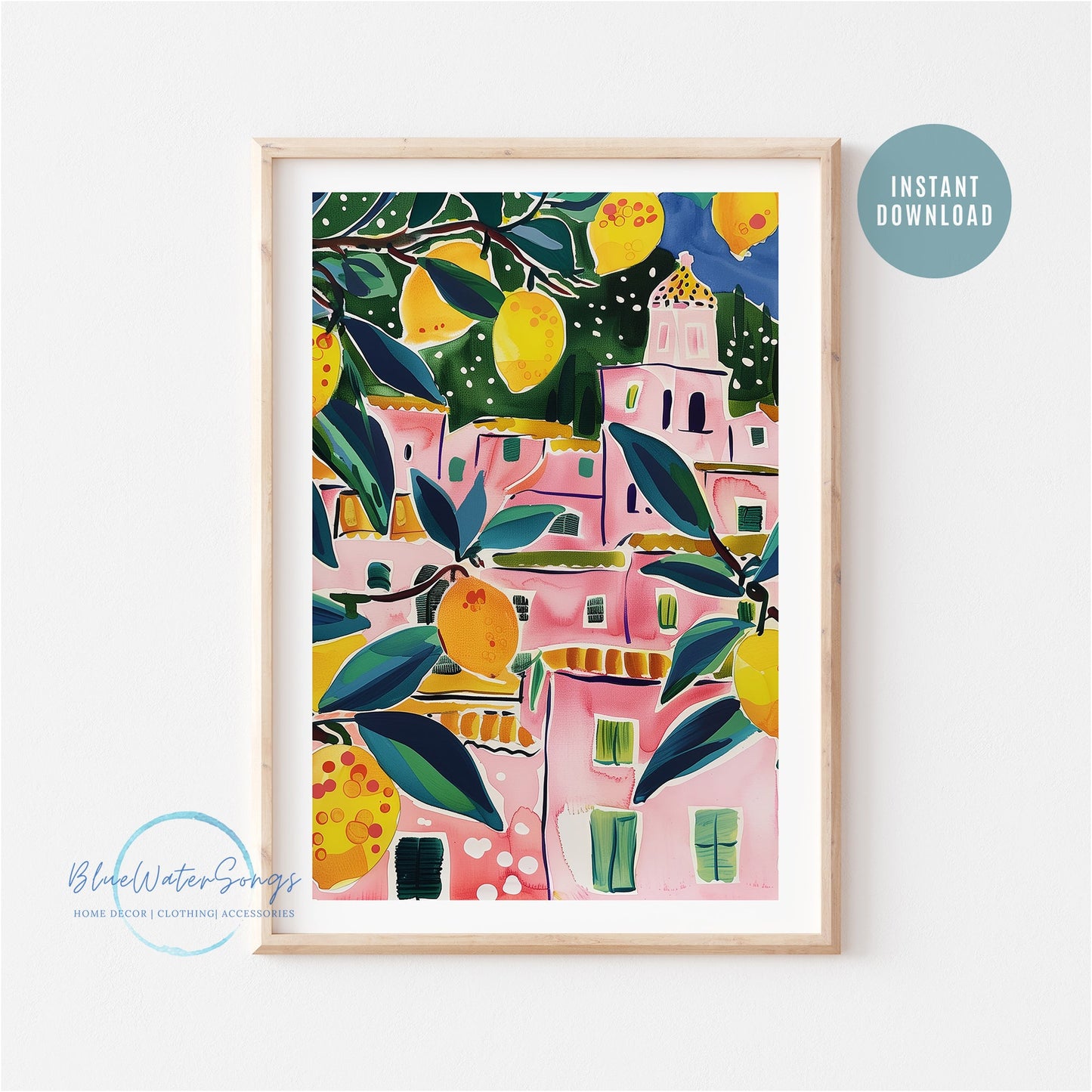 Italie Summer Lemon Poster Print, TÉLÉCHARGEMENT NUMÉRIQUE