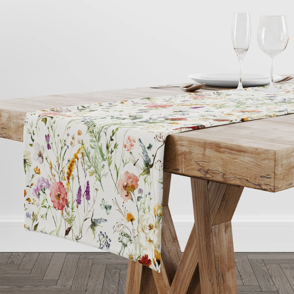 Watercolor Boho Wildflowers TABLE RUNNER from Blue Water Songs