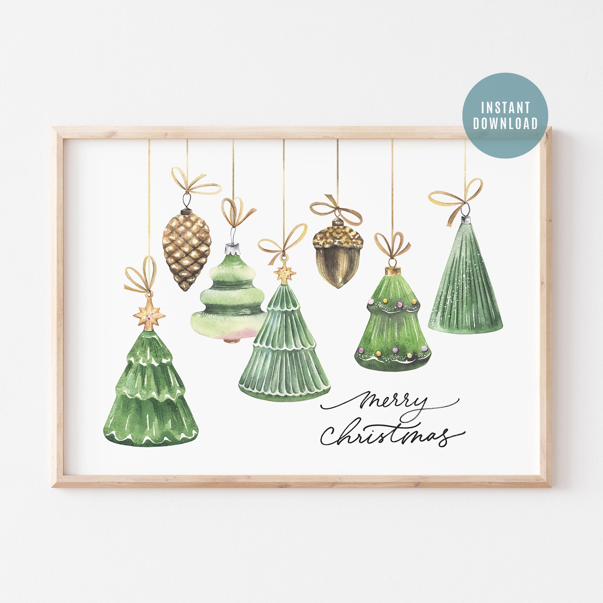 Watercolor Christmas Ornaments Art print  from Blue Water Songs