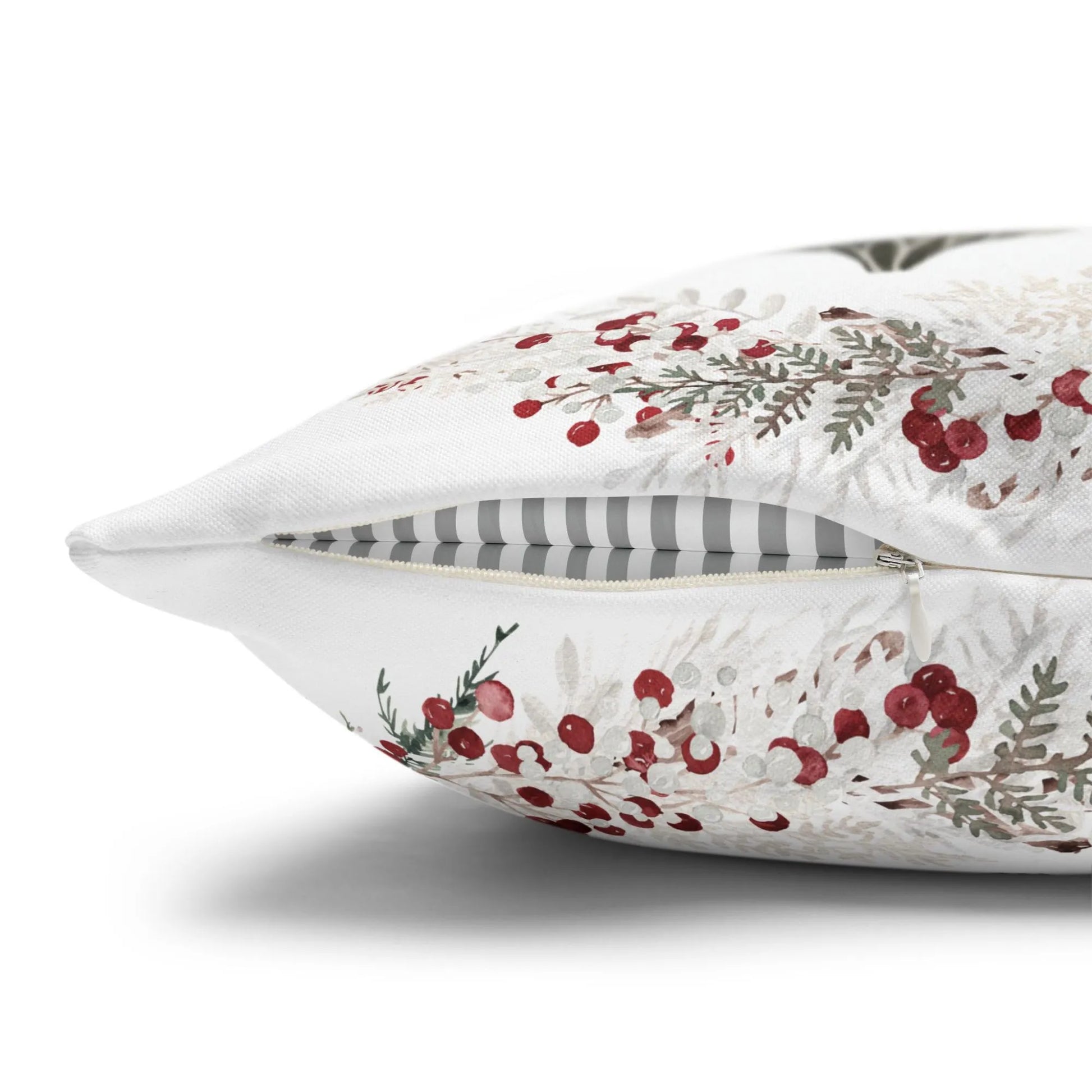 zipper side of watercolor ornaments christmas pillow 