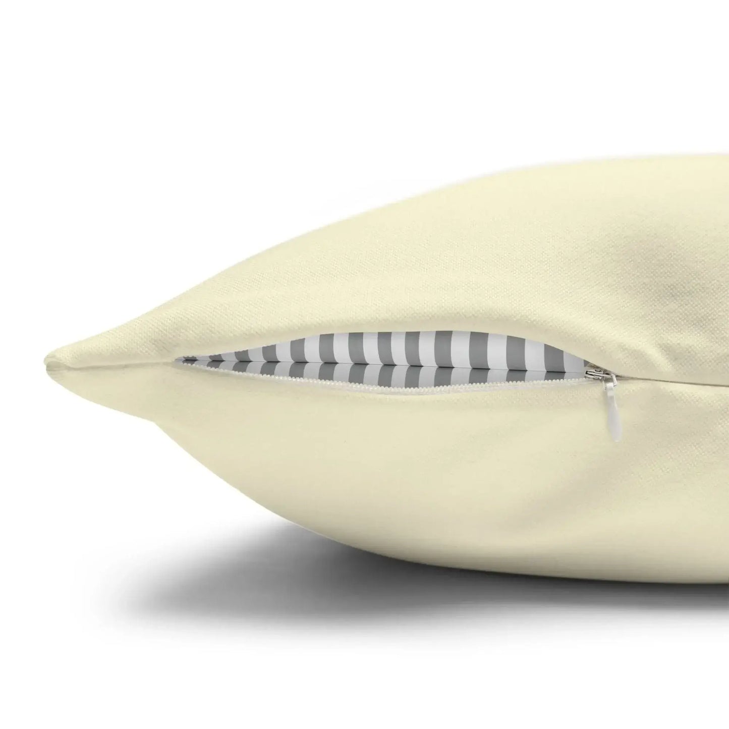 Watercolor Orchid & Hummingbird Pillow with zippered cover revealing striped interior design.