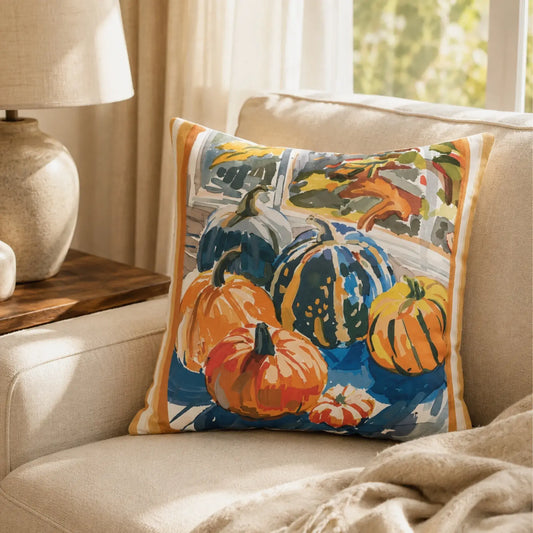 Watercolor Pumpkin Pillow and Cover