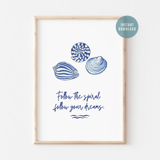 Watercolor Seashell with Quote Art Print - DIGITAL DOWNLOAD
