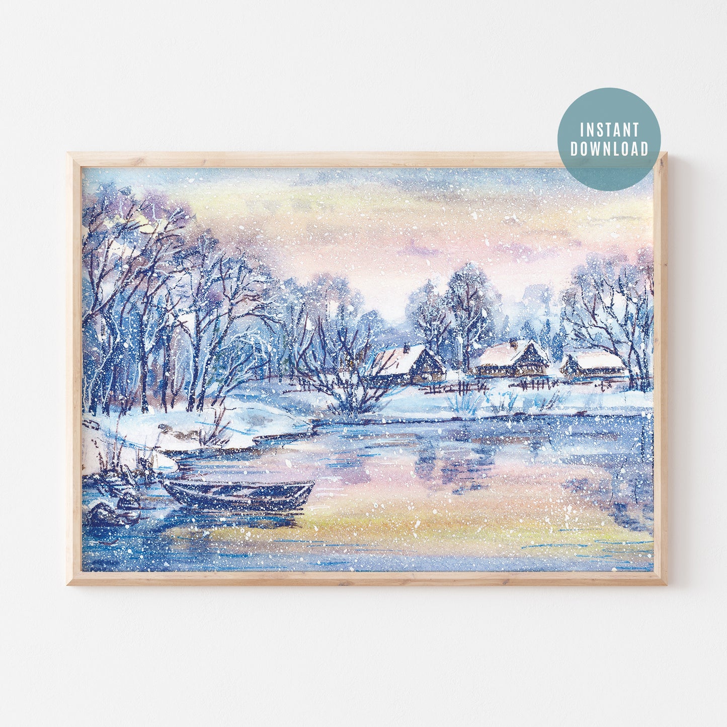 Watercolor Winter Landscape - DIGITAL DOWNLOAD from Blue Water Songs