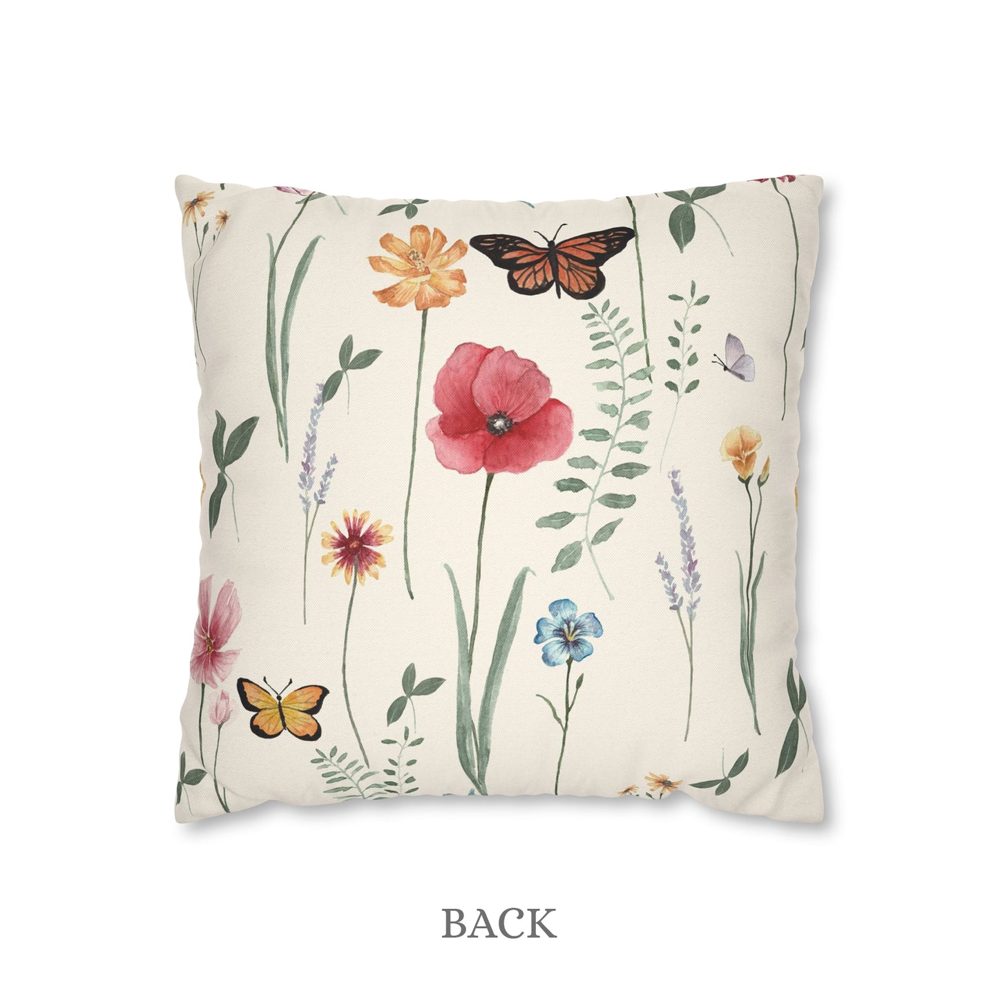 Aquarelle Fleurs sauvages colorées OREILLER ET COUVERTURE | DÉCO PRINTEMPS ÉTÉ