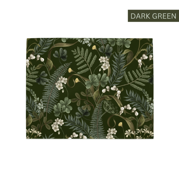 Wild Fern Garden Placemats featuring a dark green botanical design with ferns and flowers for elegant table decor.