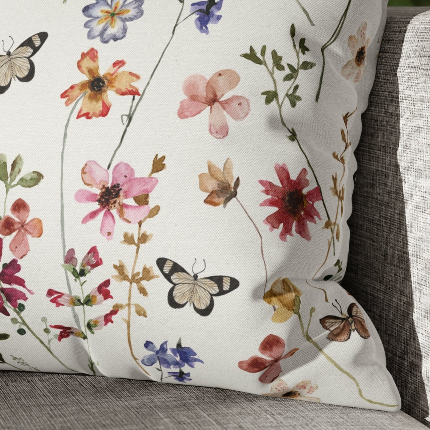 closer look of Watercolor Butterflies Wildflowers PILLOW & COVER from Blue Water Songs
