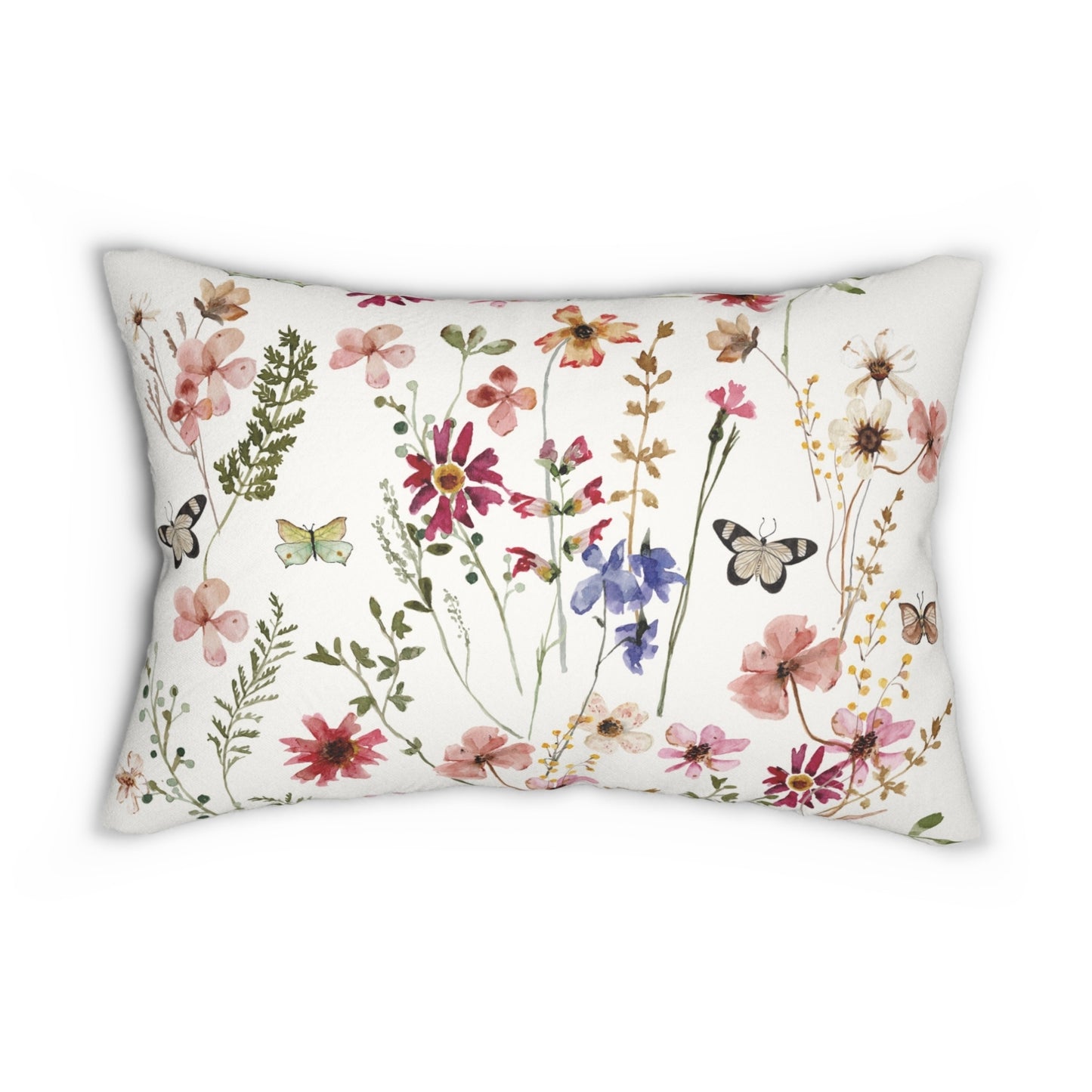 Watercolor Butterflies Wildflowers lumbar PILLOW from Blue Water Songs 
