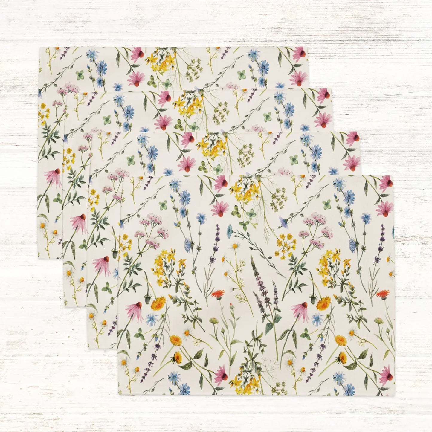 Sets de table floraux aux herbes et feuilles bleues