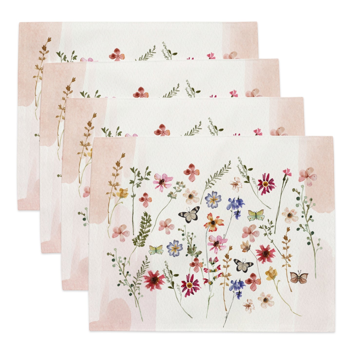 set of 4 Watercolor pressed & dried Wildflowers Floral PLACEMAT from Blue Water Songs