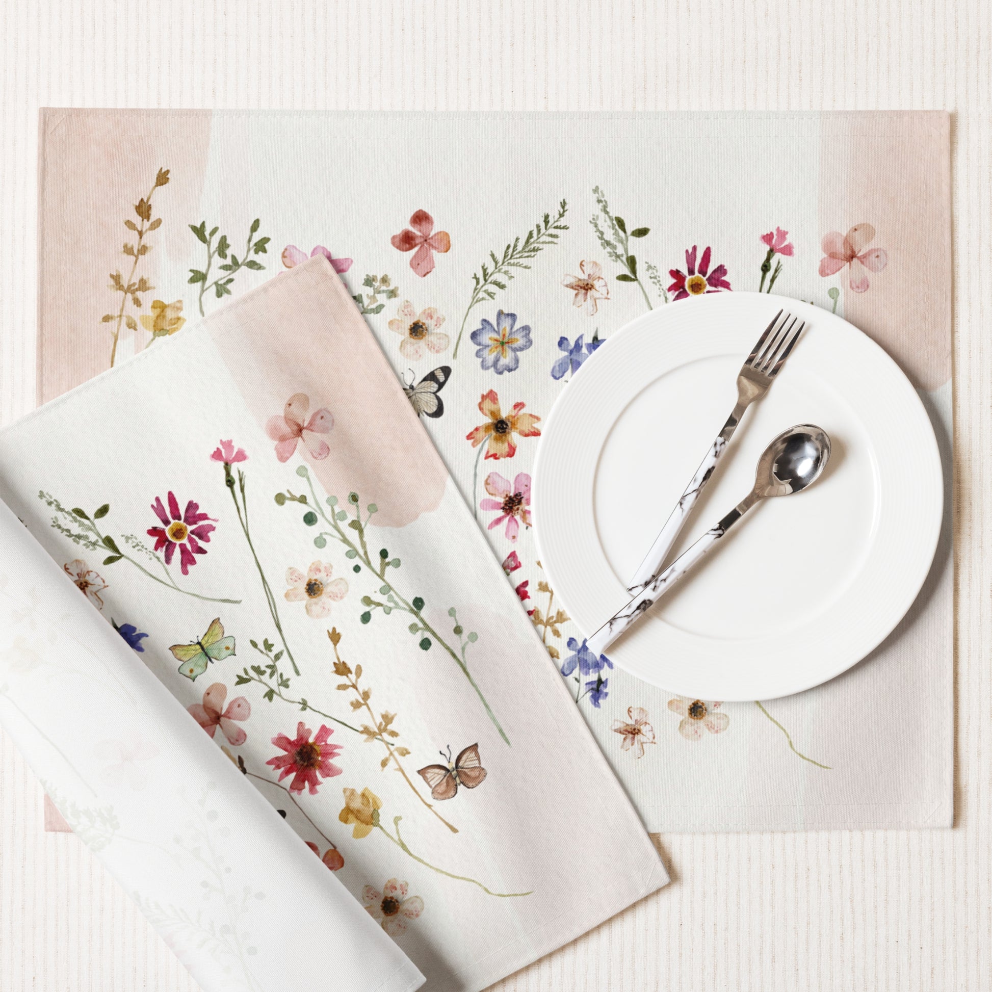 Watercolor pressed & dried Wildflowers Floral PLACEMAT SET
