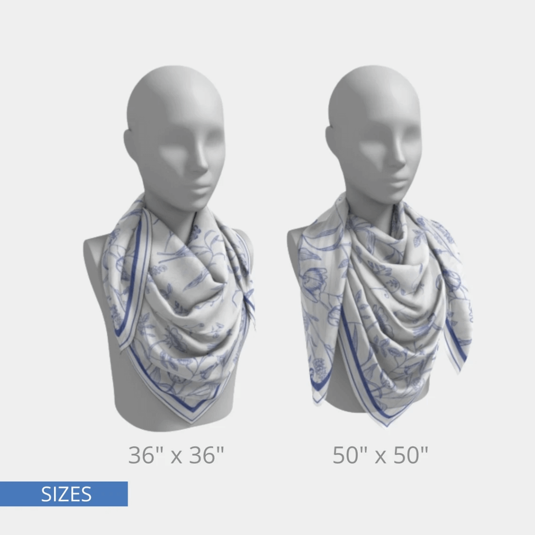 silk scarves size 36"x36" and 50"x50" from Blue Water Songs