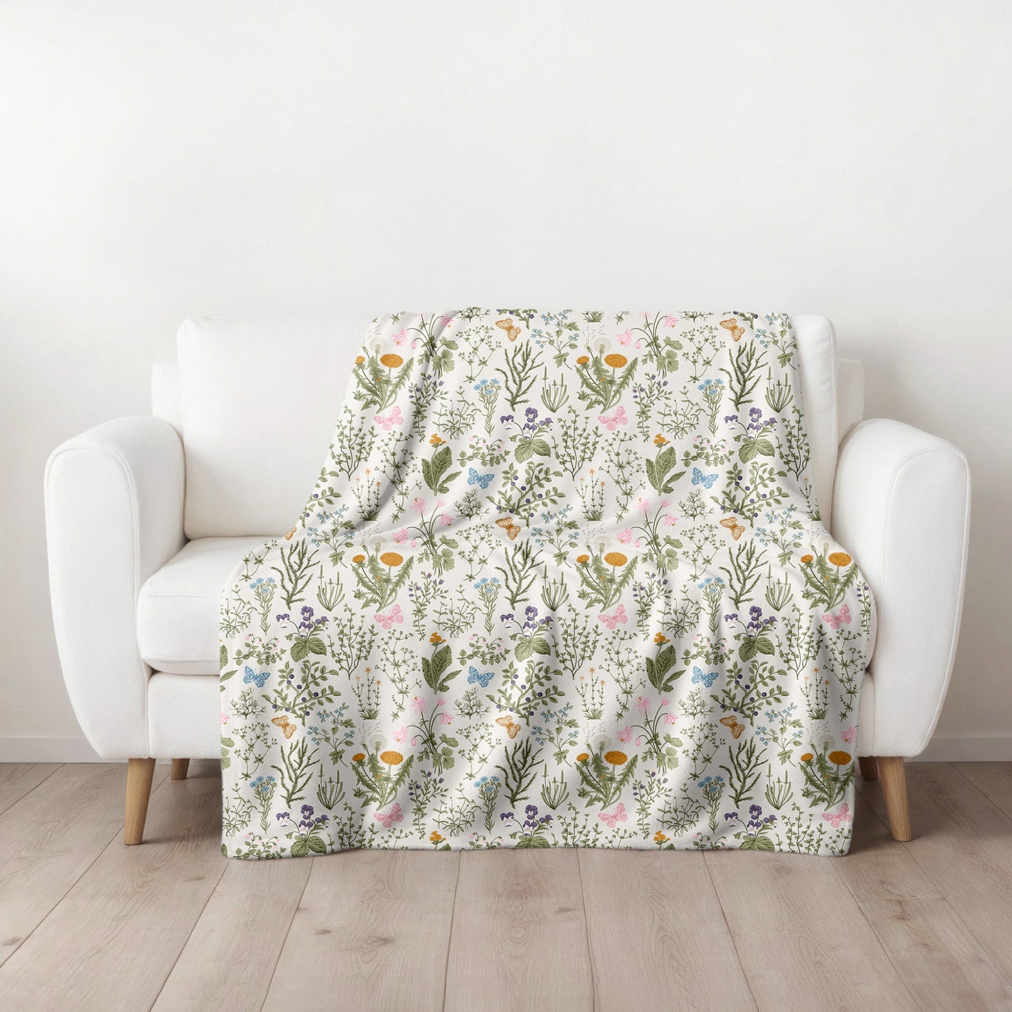 Couverture en velours botanique et papillons de printemps | RESSORT24BLT03