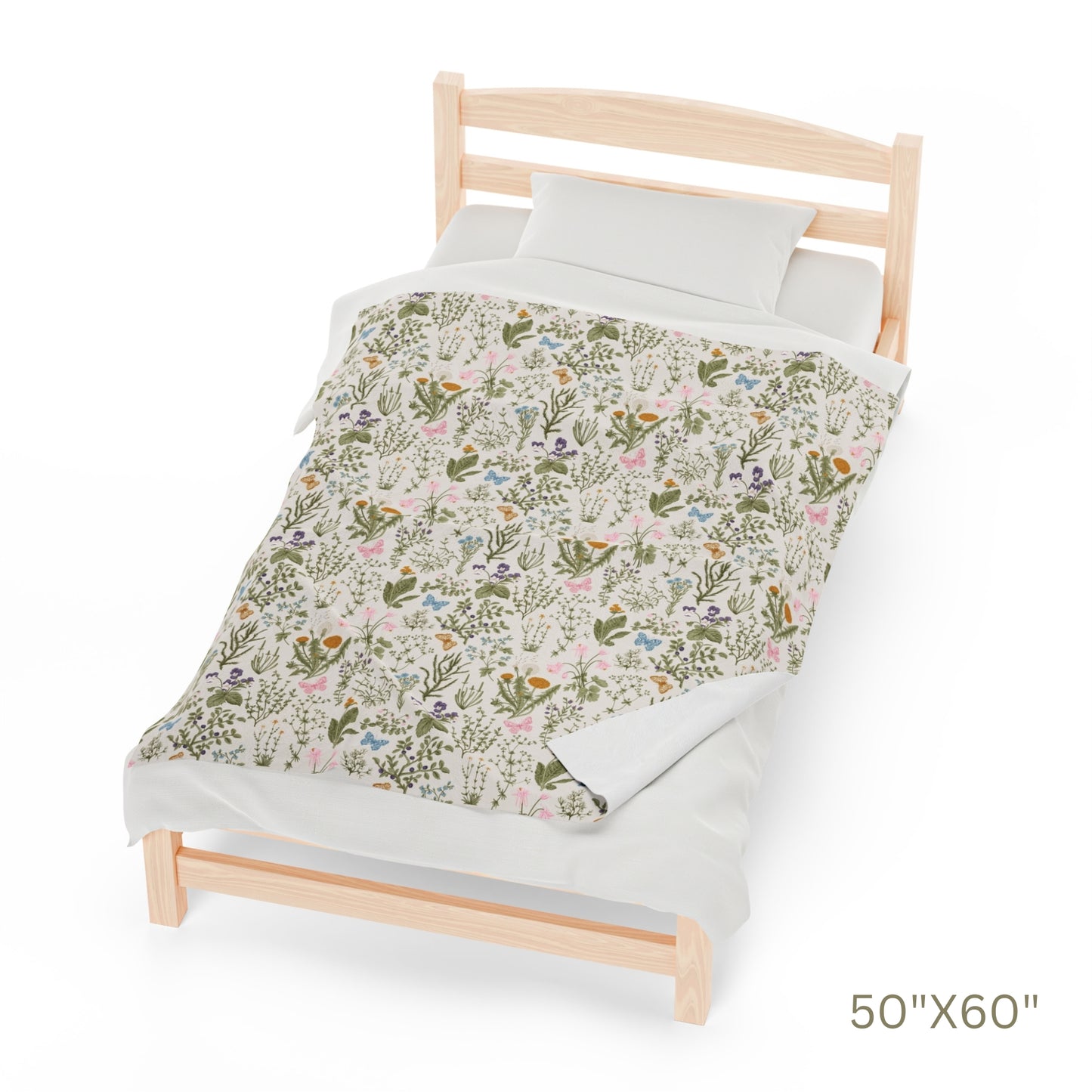 Couverture en velours botanique et papillons de printemps | RESSORT24BLT03