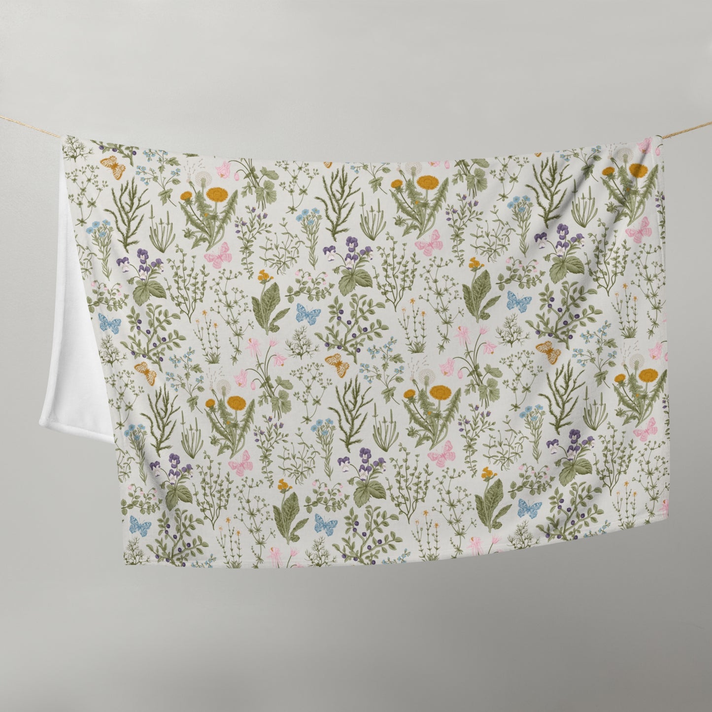 Couverture en velours botanique et papillons de printemps | RESSORT24BLT03