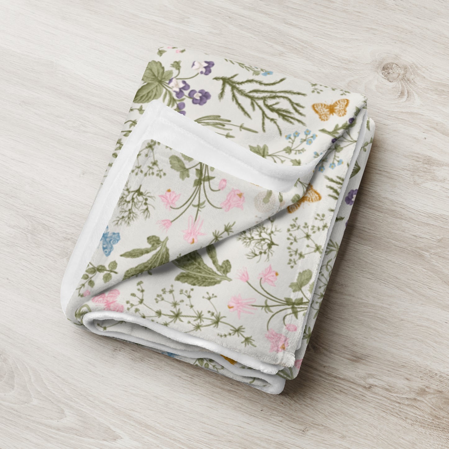 Couverture en velours botanique et papillons de printemps | RESSORT24BLT03