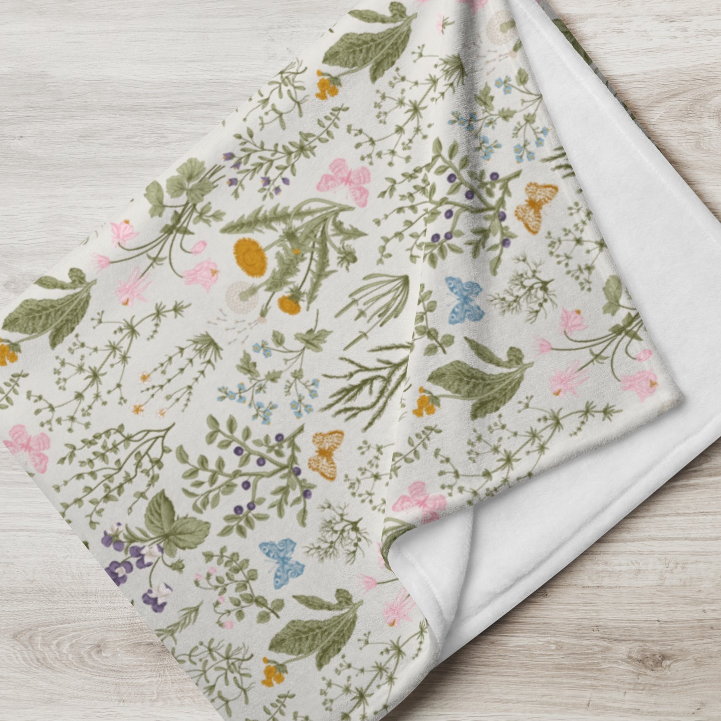 Couverture en velours botanique et papillons de printemps | RESSORT24BLT03