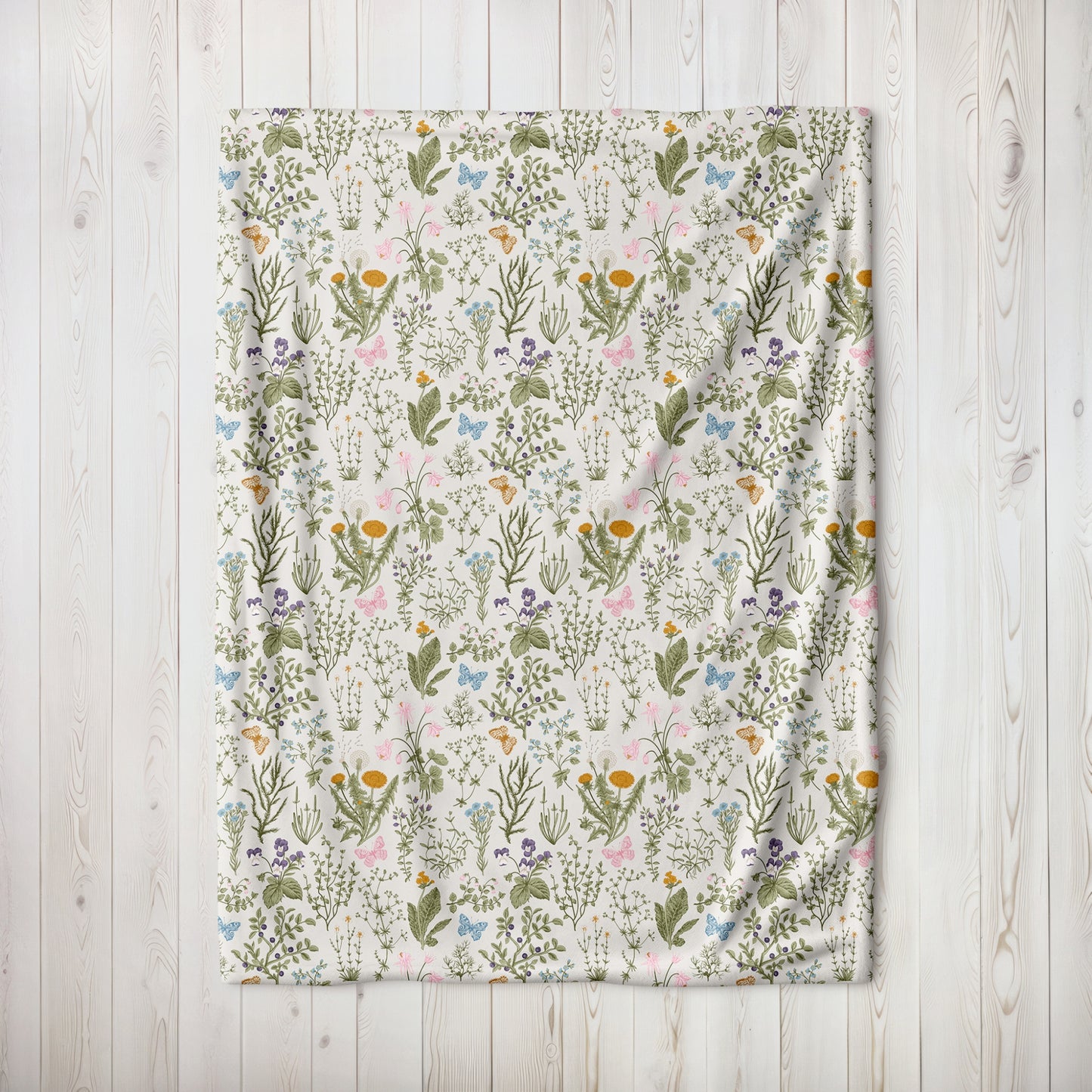 Couverture en velours botanique et papillons de printemps | RESSORT24BLT03