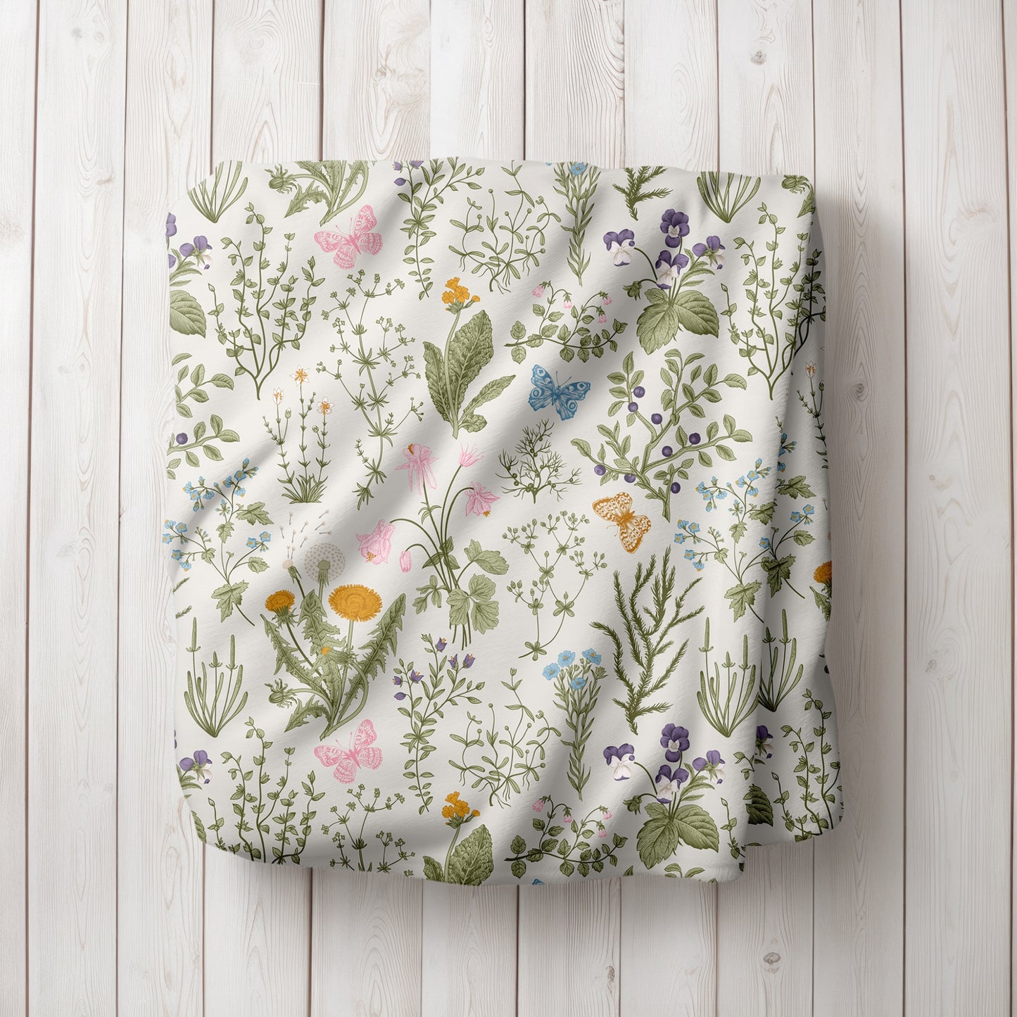Couverture en velours botanique et papillons de printemps | RESSORT24BLT03
