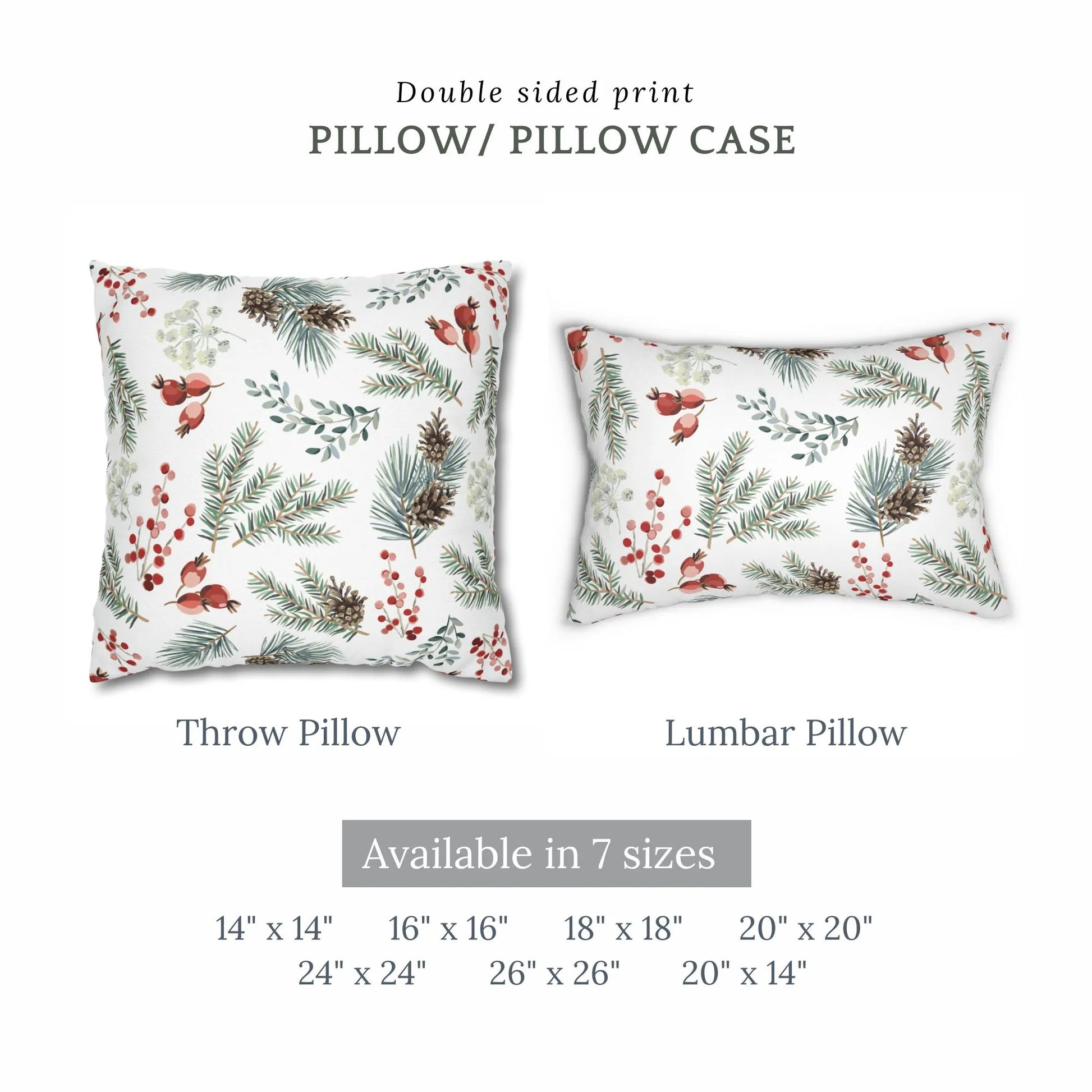 different sizes of winter throw pillows from Blue Water Songs