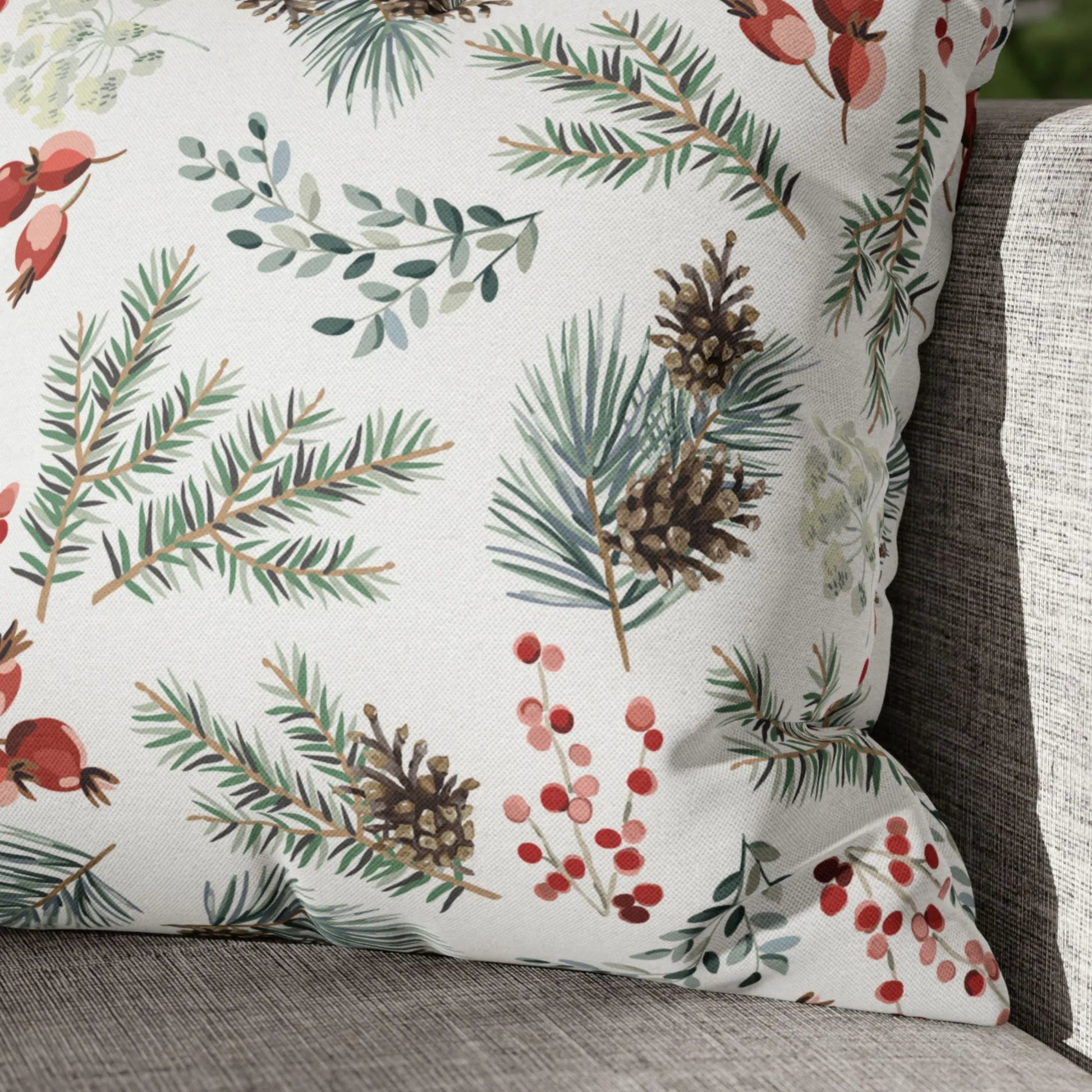 closer up of winter throw pillows from Blue Water Songs