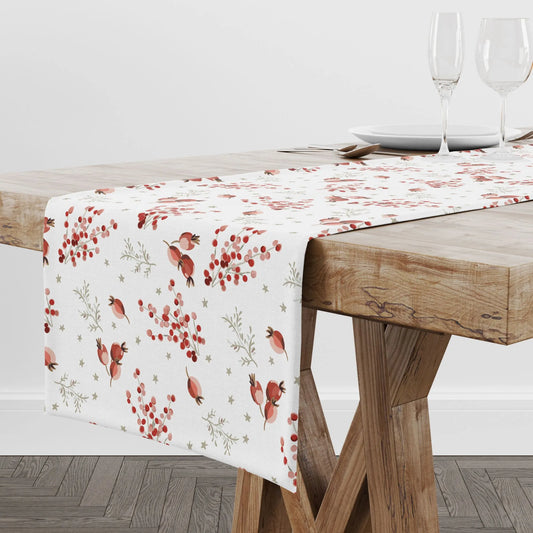 Red Berry Winter Botanical Table Runner | WINTER23TBR02