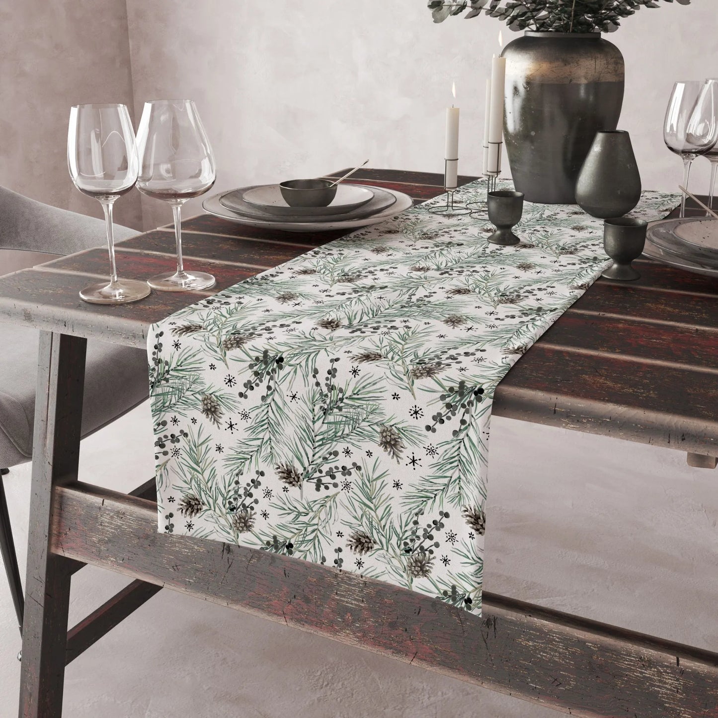 Pine and Berry Winter Botanical Table Runner | WINTER23TBR01