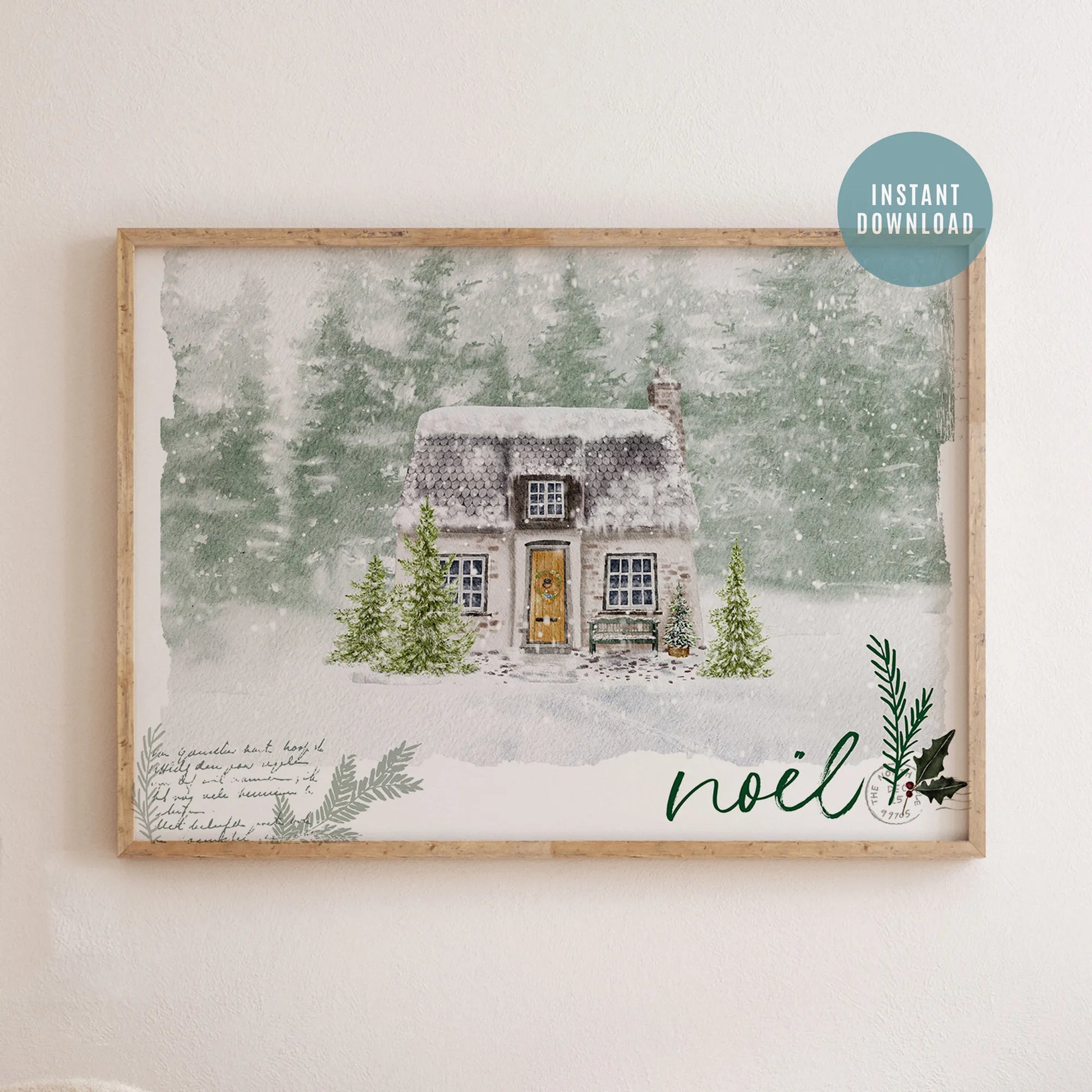 Watercolor Winter House Art Print - DIGITAL DOWNLOAD