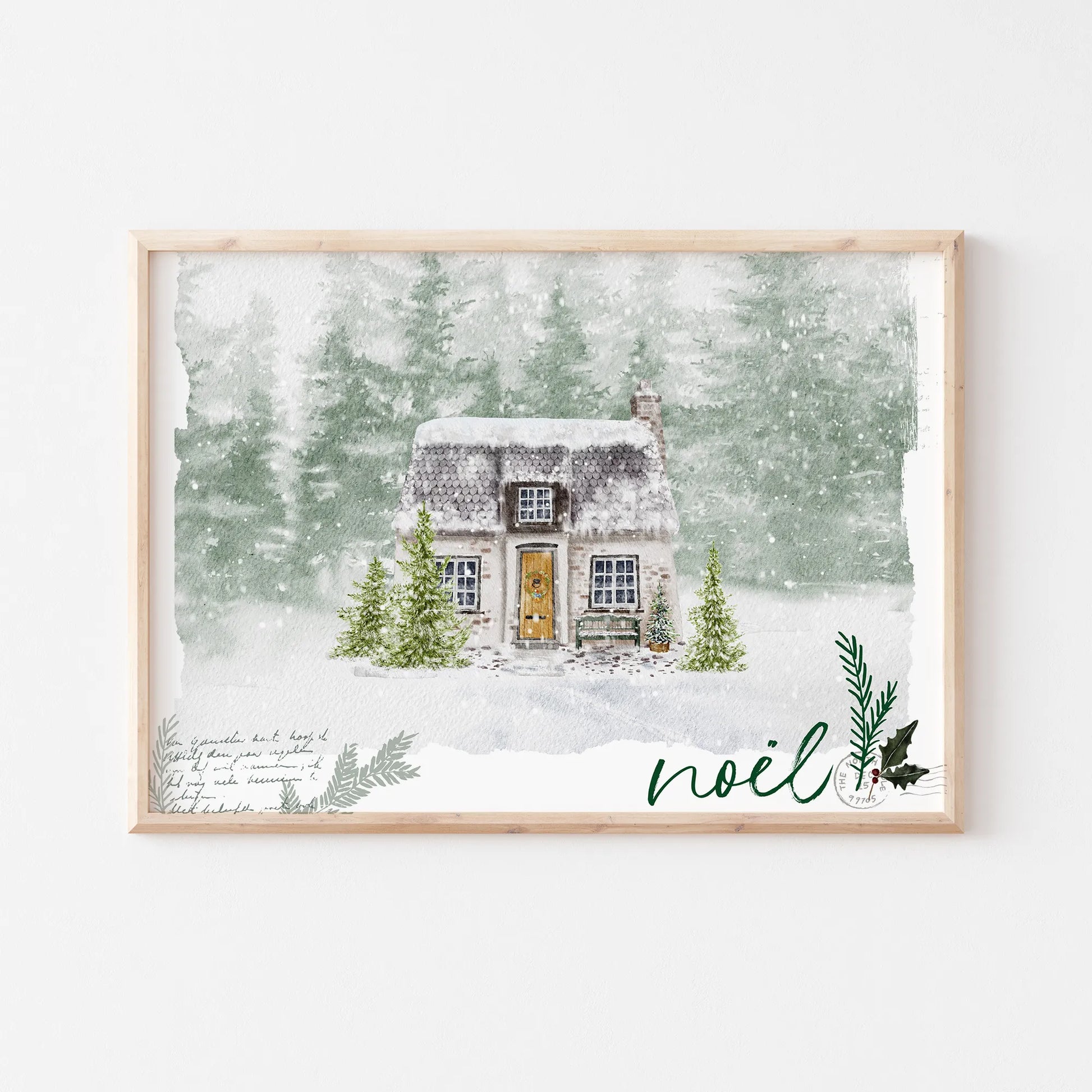 Watercolor Winter House Art Print - DIGITAL DOWNLOAD