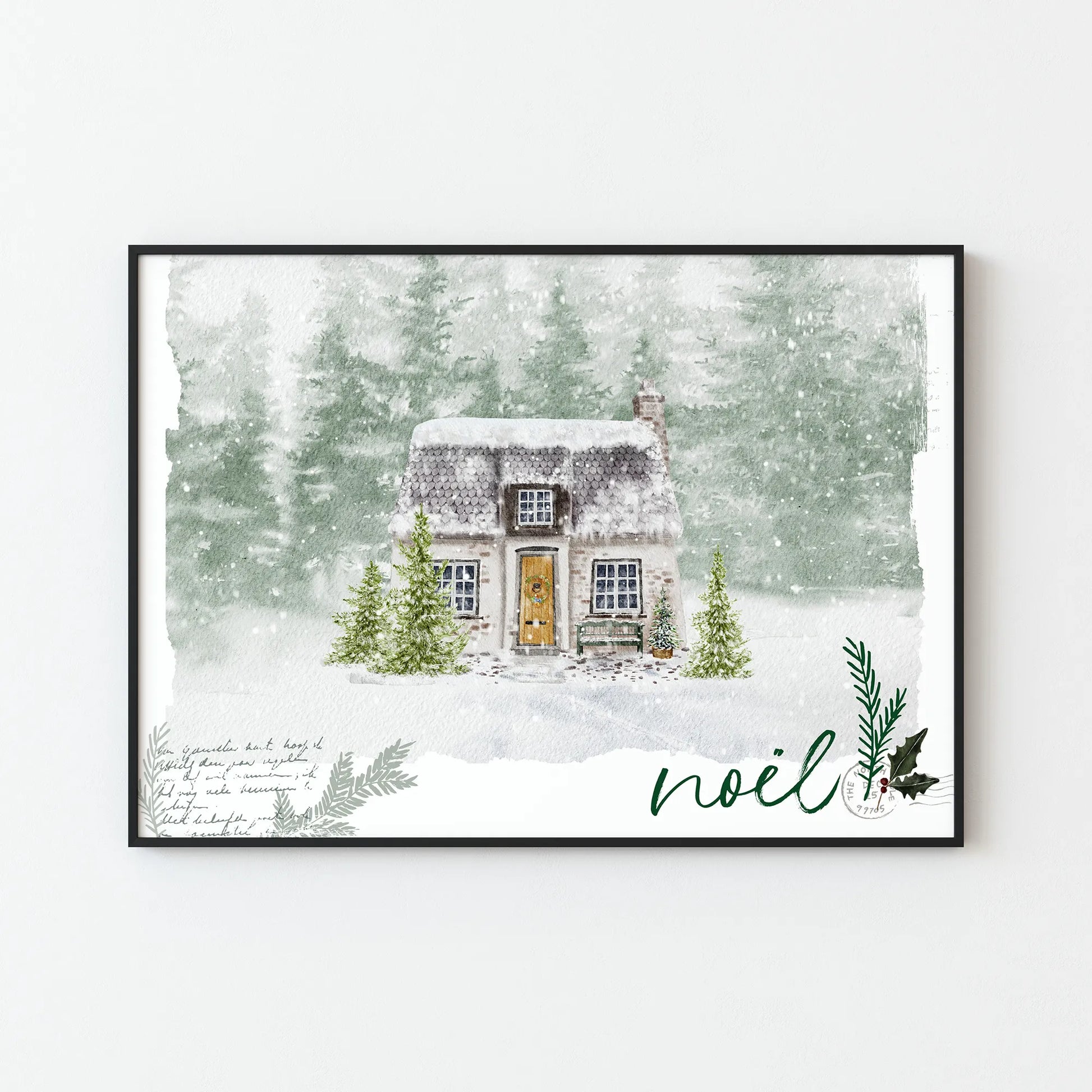 Watercolor Winter House Art Print - DIGITAL DOWNLOAD