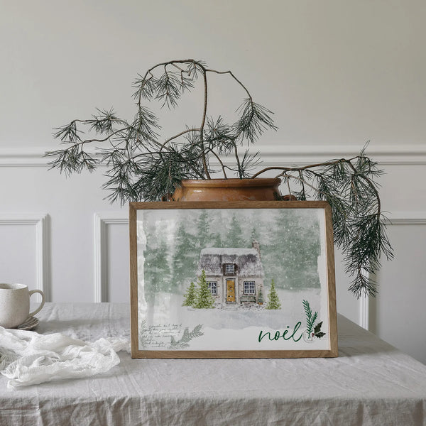 Watercolor Winter House Art Print - DIGITAL DOWNLOAD