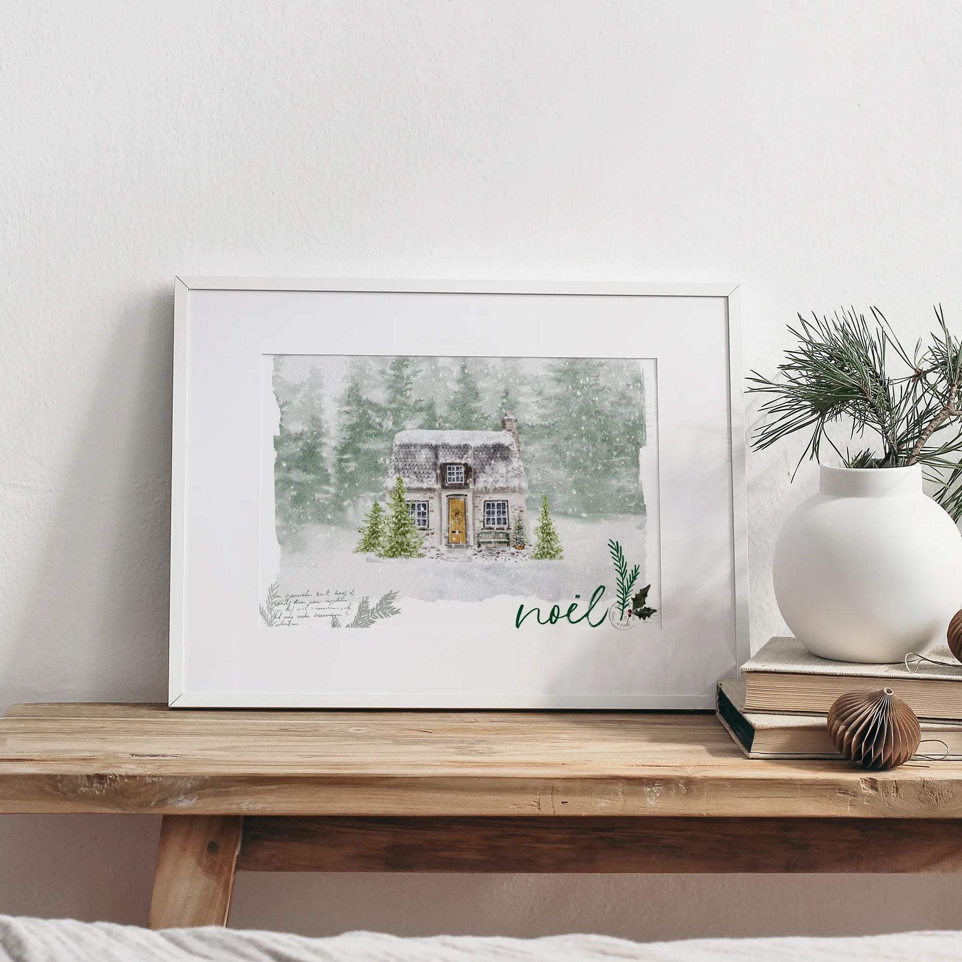 Watercolor Winter House Art Print - DIGITAL DOWNLOAD