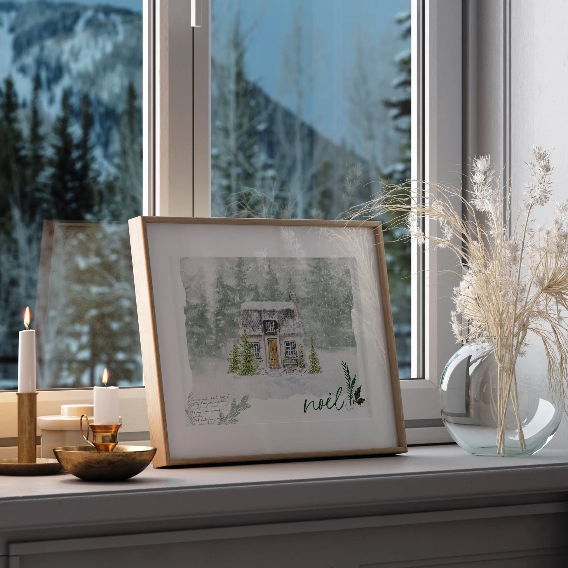 Watercolor Winter House Art Print - DIGITAL DOWNLOAD