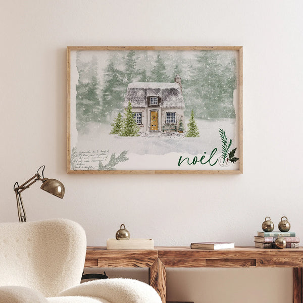 Watercolor Winter House Art Print - DIGITAL DOWNLOAD