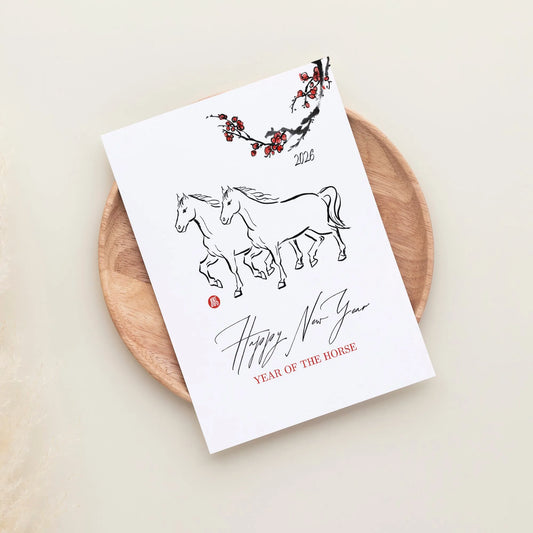 A Pair of Horses — Lunar New Year, 2026 Greeting Card
