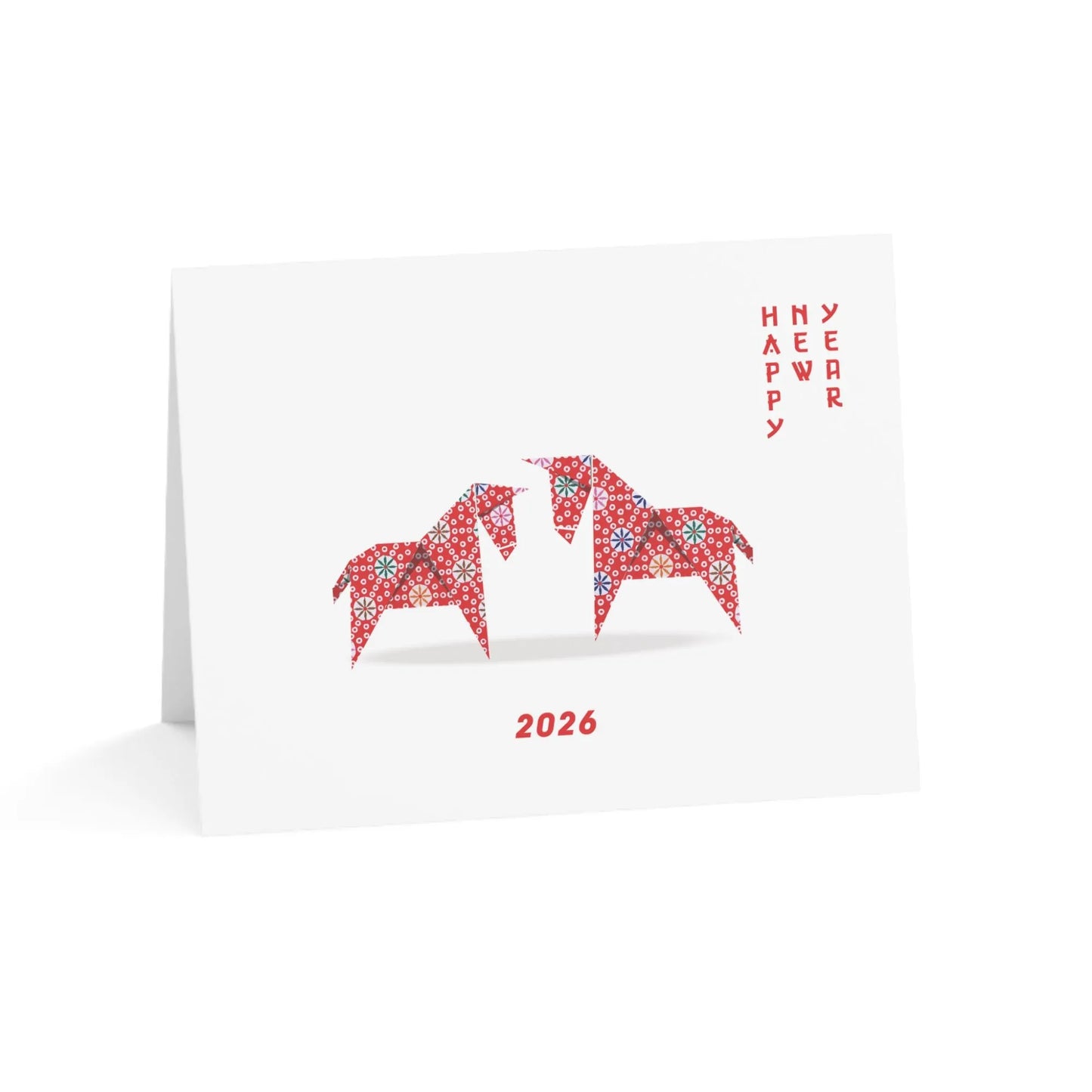 Red Origami Horses Lunar New Year Card | Greeting Card