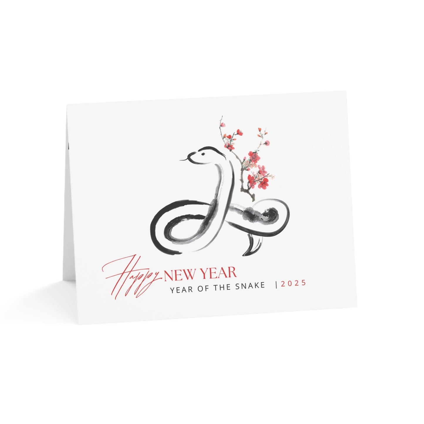 Watercolor Year of The Snake Folded Card| NEWYEAR25CR07