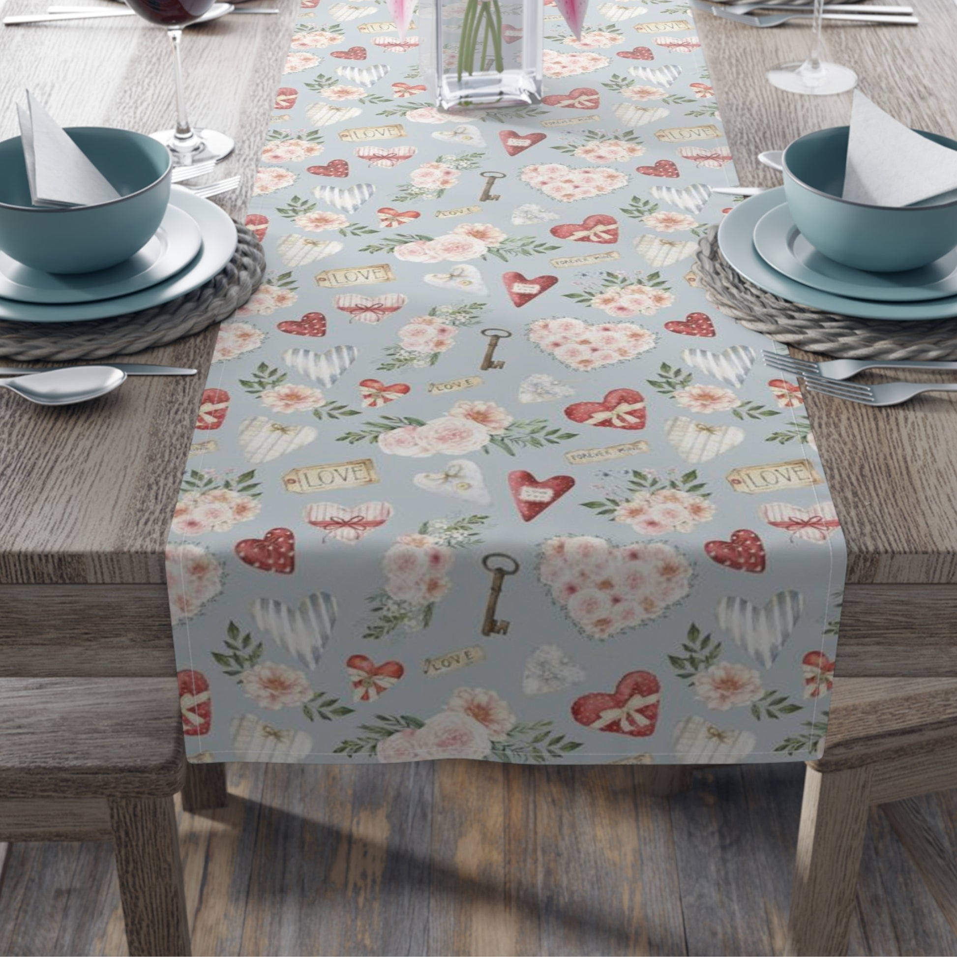 a table with a table runner and place settings