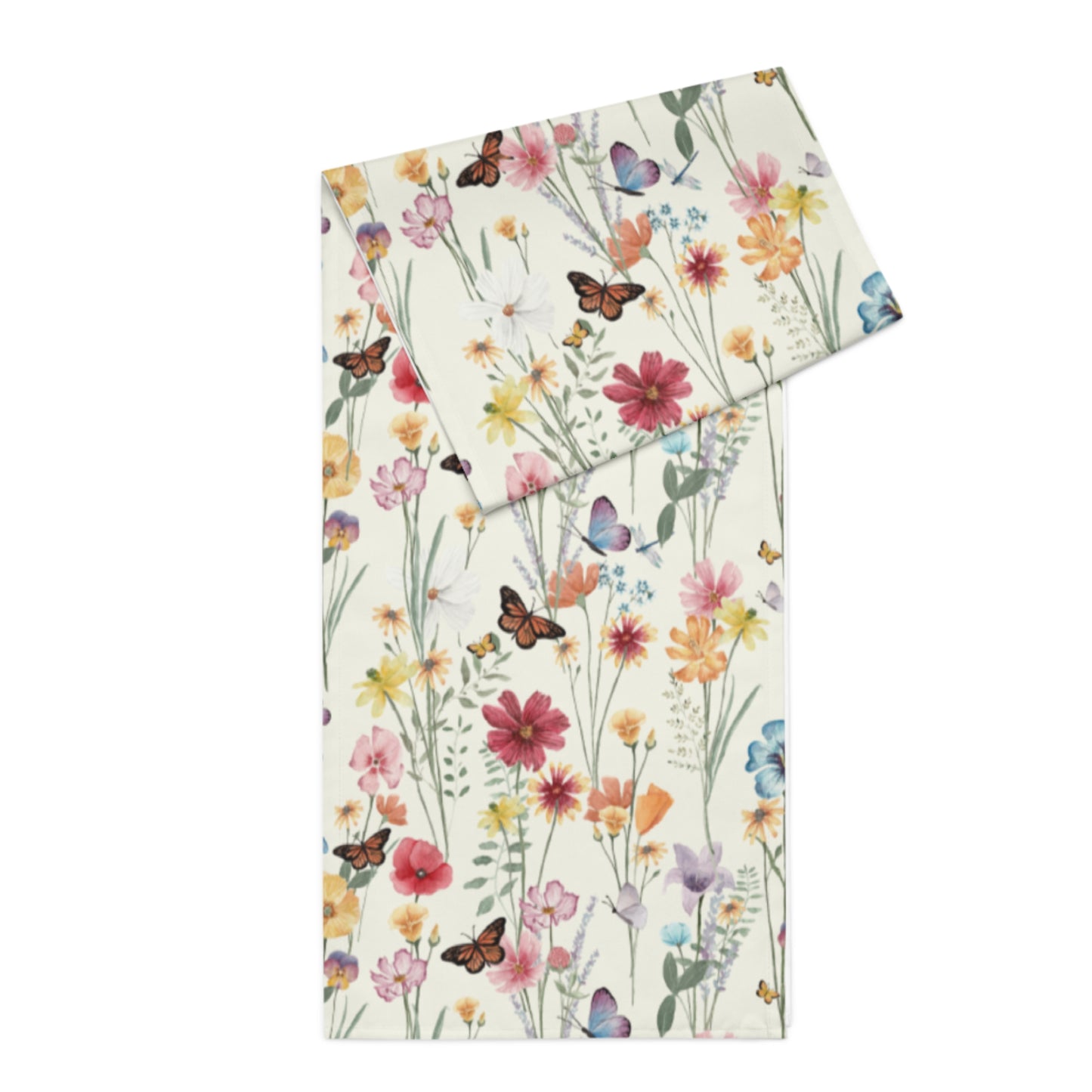 a botanical-theme table runner sitting on top of a table
