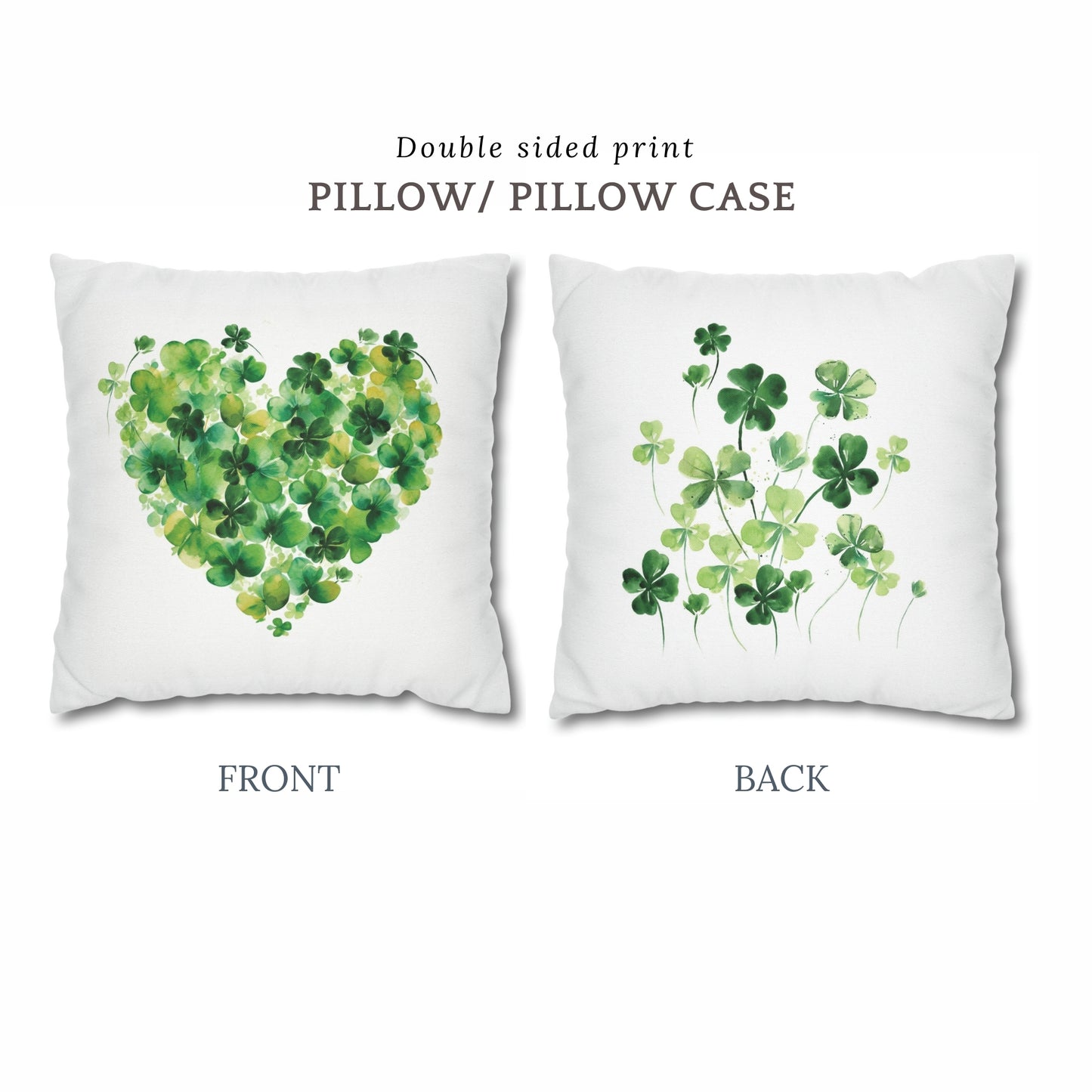 a pair of pillows with shamrocks on them
