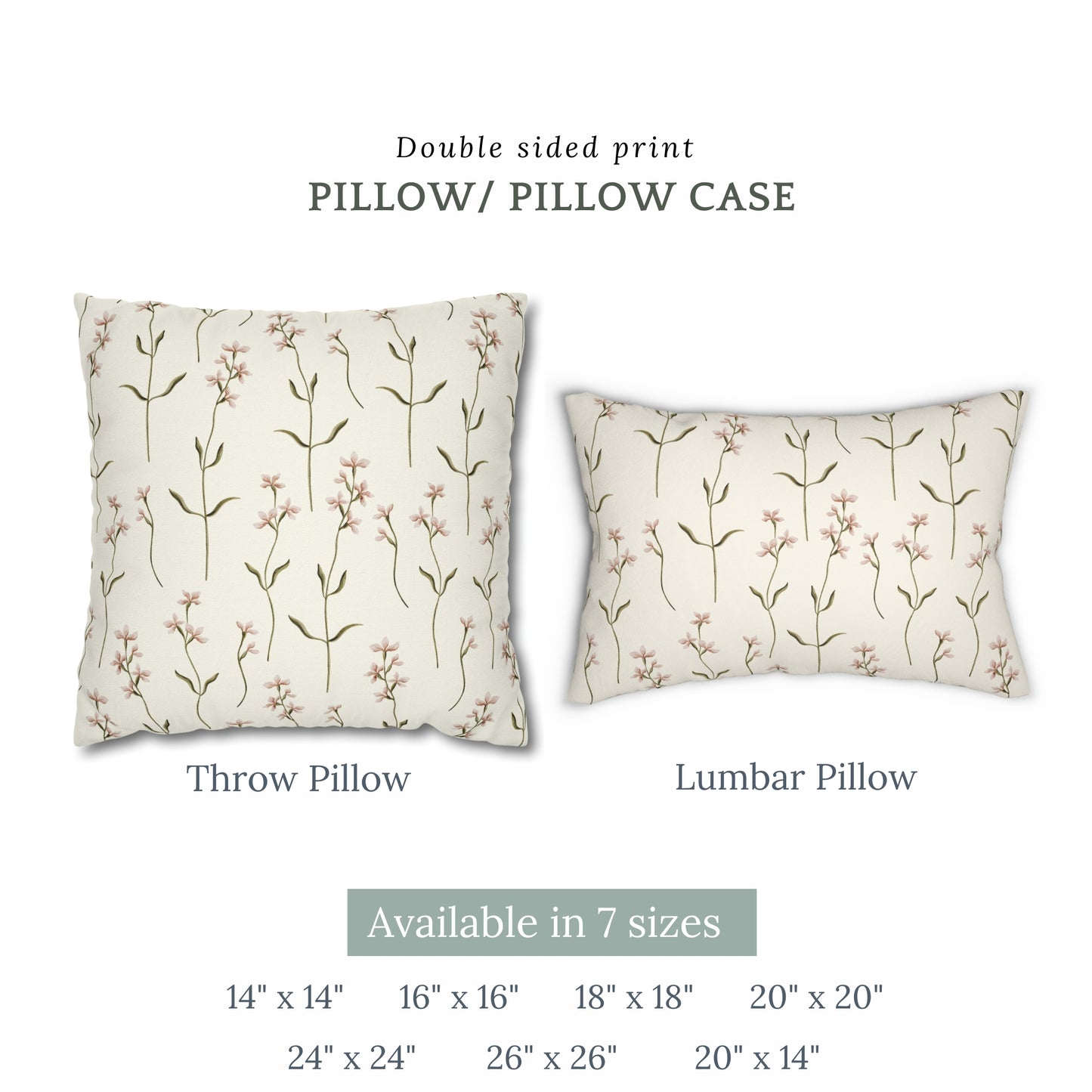 a pillow and pillow case are shown with measurements