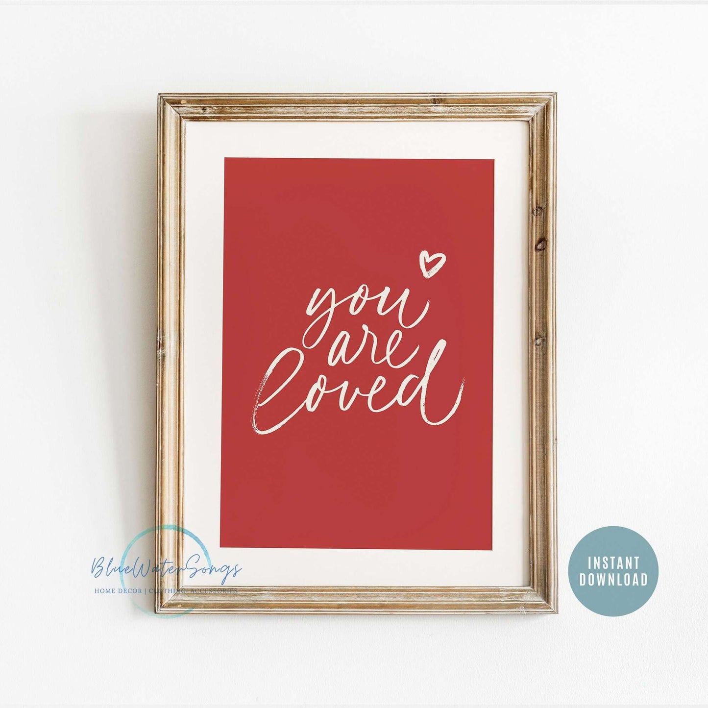 Handwriting You Are Loved Valentine Printable, Minimal Valentine Wall Art, Valentines Printable, Calligraphy Love Print, Instant Download
